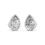 Load image into Gallery viewer, Fira Pear Solitaire Diamond Bezal stud Earring

