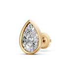 Load image into Gallery viewer, Fira Pear Solitaire Diamond Bezal stud Earring

