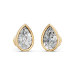 Load image into Gallery viewer, Fira Pear Solitaire Diamond Bezal stud Earring
