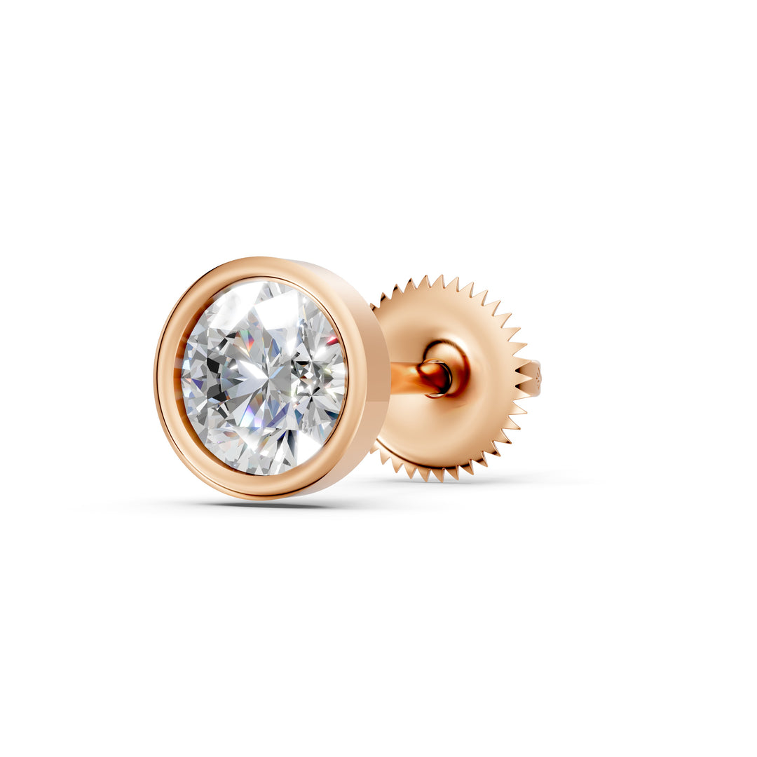 Fiana Round Solitaire Diamond Bezal stud Earring