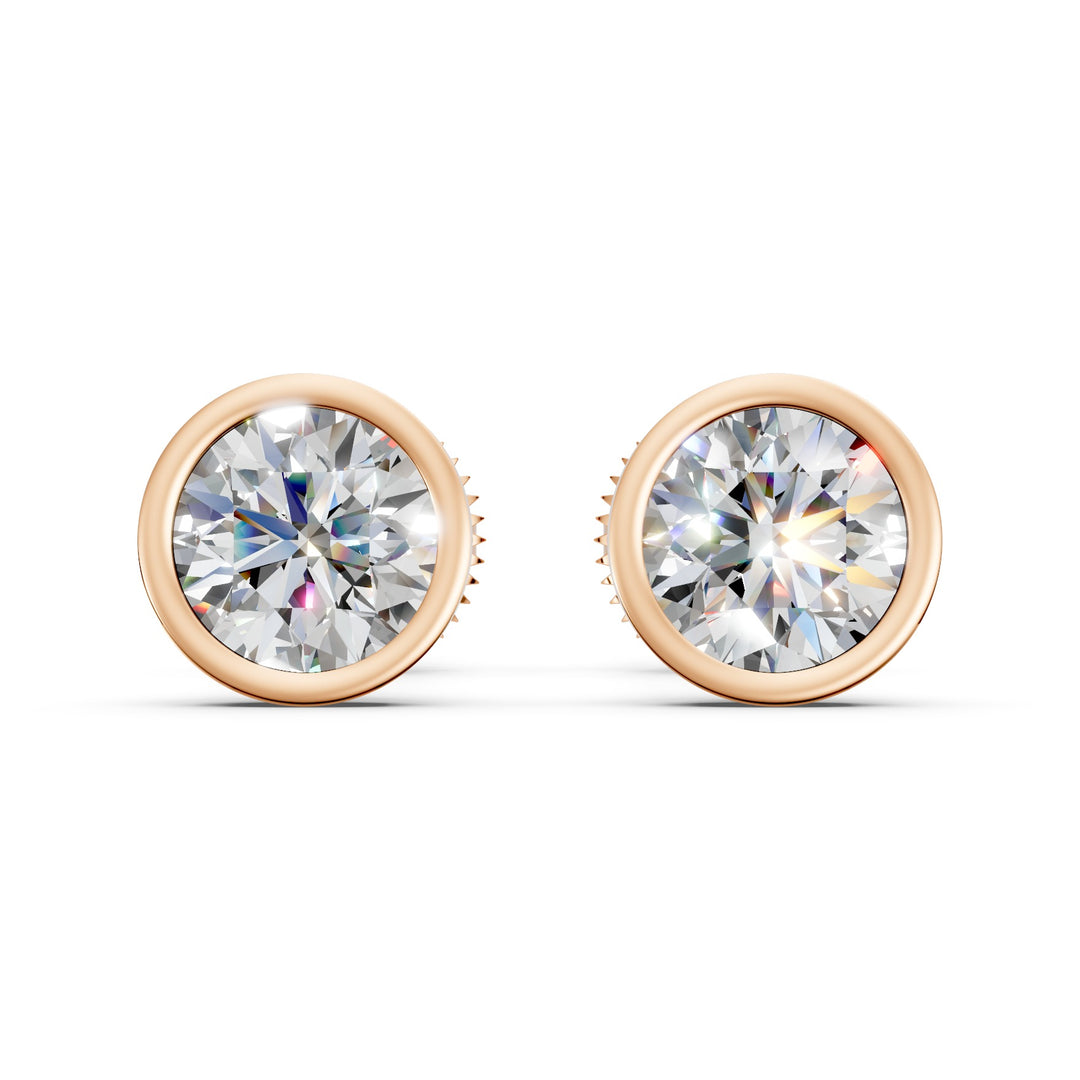 Fiana Round Solitaire Diamond Bezal stud Earring