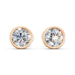 Load image into Gallery viewer, Fiana Round Solitaire Diamond Bezal stud Earring
