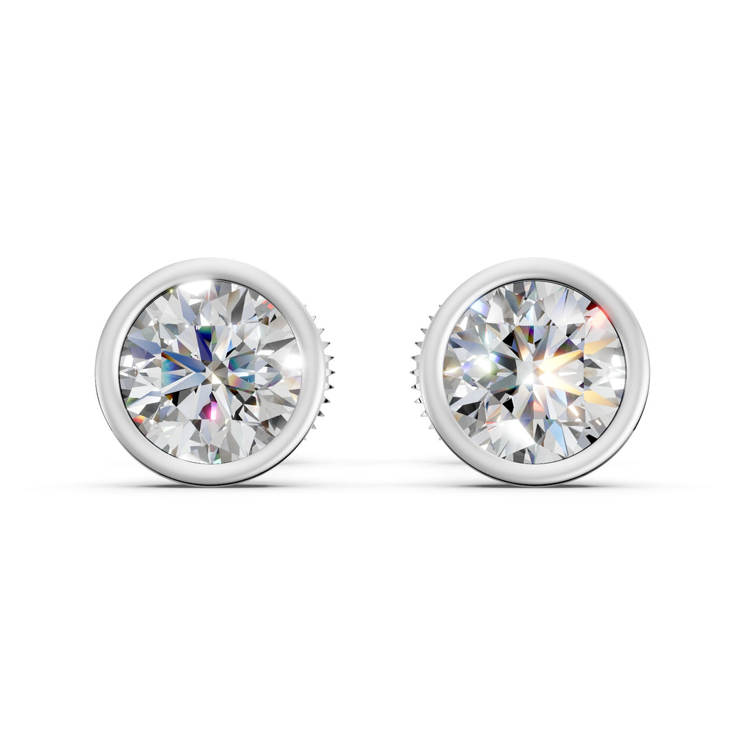 Fiana Round Solitaire Diamond Bezal stud Earring