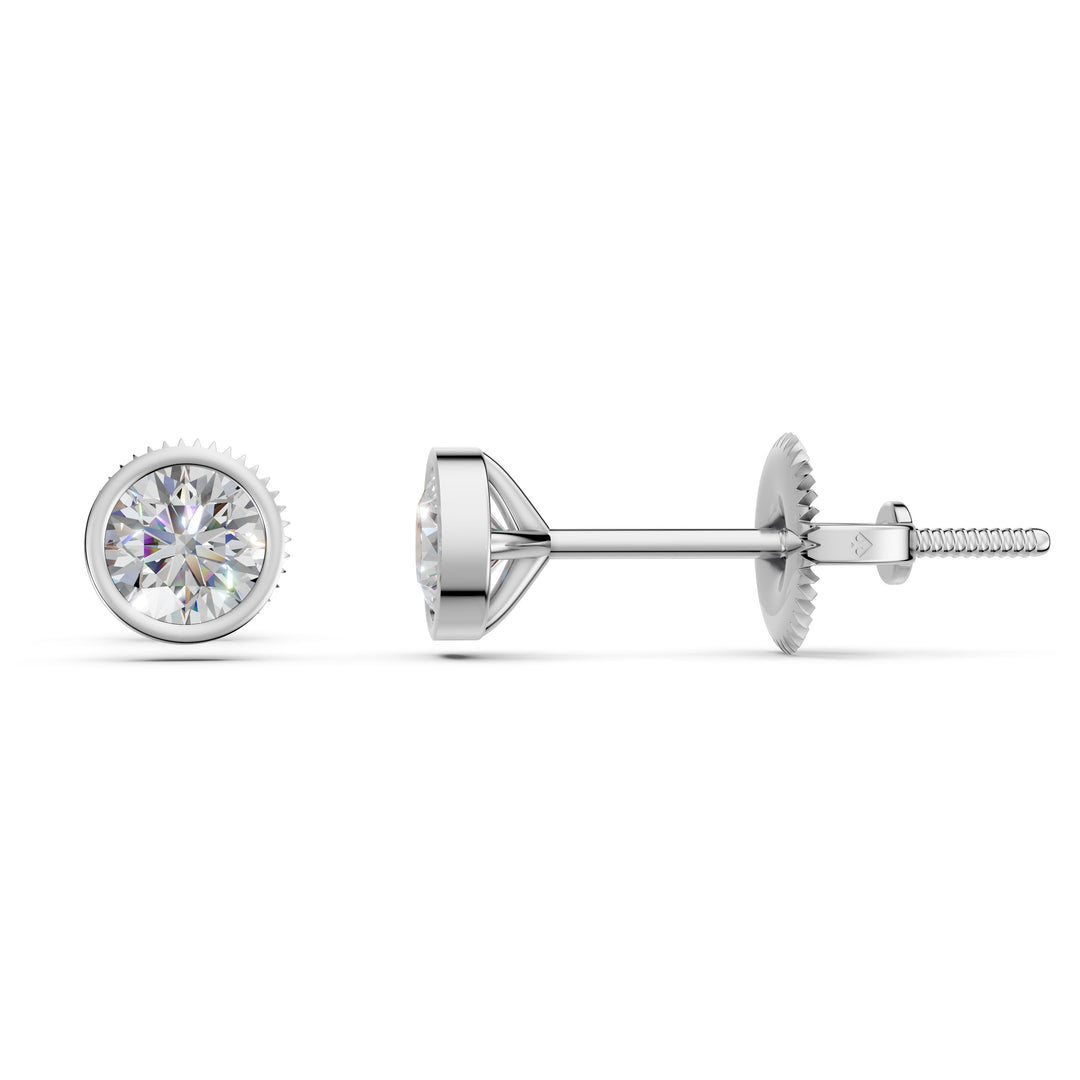 Fiana Round Solitaire Diamond Bezal stud Earring