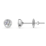 Load image into Gallery viewer, Fiana Round Solitaire Diamond Bezal stud Earring
