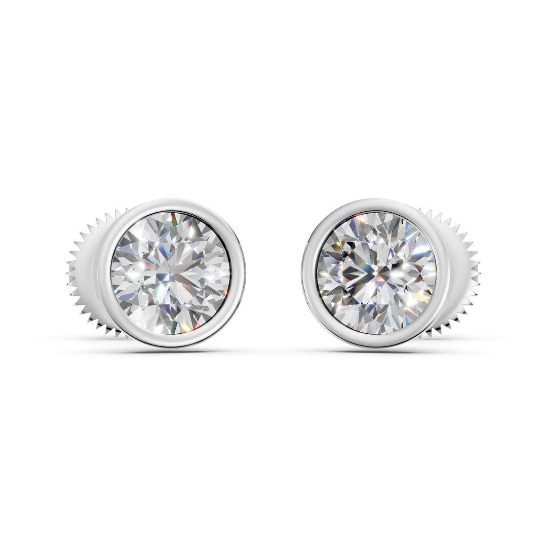Fiana Round Solitaire Diamond Bezal stud Earring