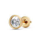 Load image into Gallery viewer, Fiana Round Solitaire Diamond Bezal stud Earring
