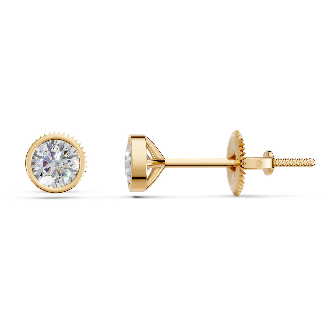 Fiana Round Solitaire Diamond Bezal stud Earring