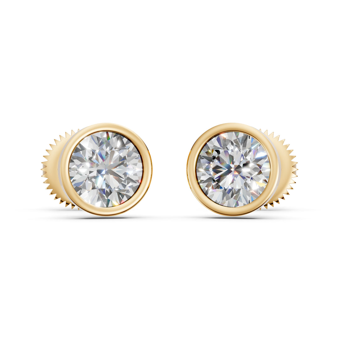 Fiana Round Solitaire Diamond Bezal stud Earring