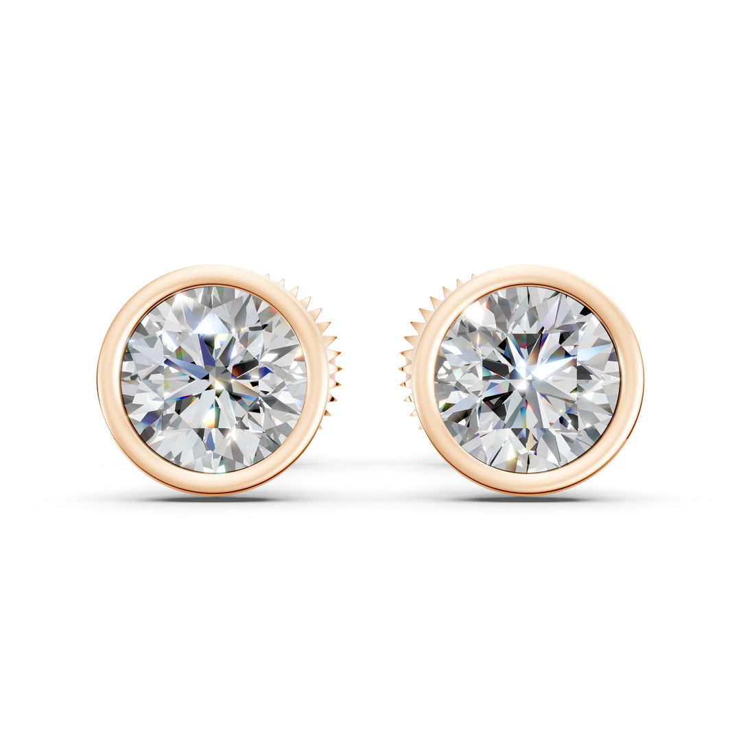 Felra Round Solitaire Diamond Bezal stud Earring