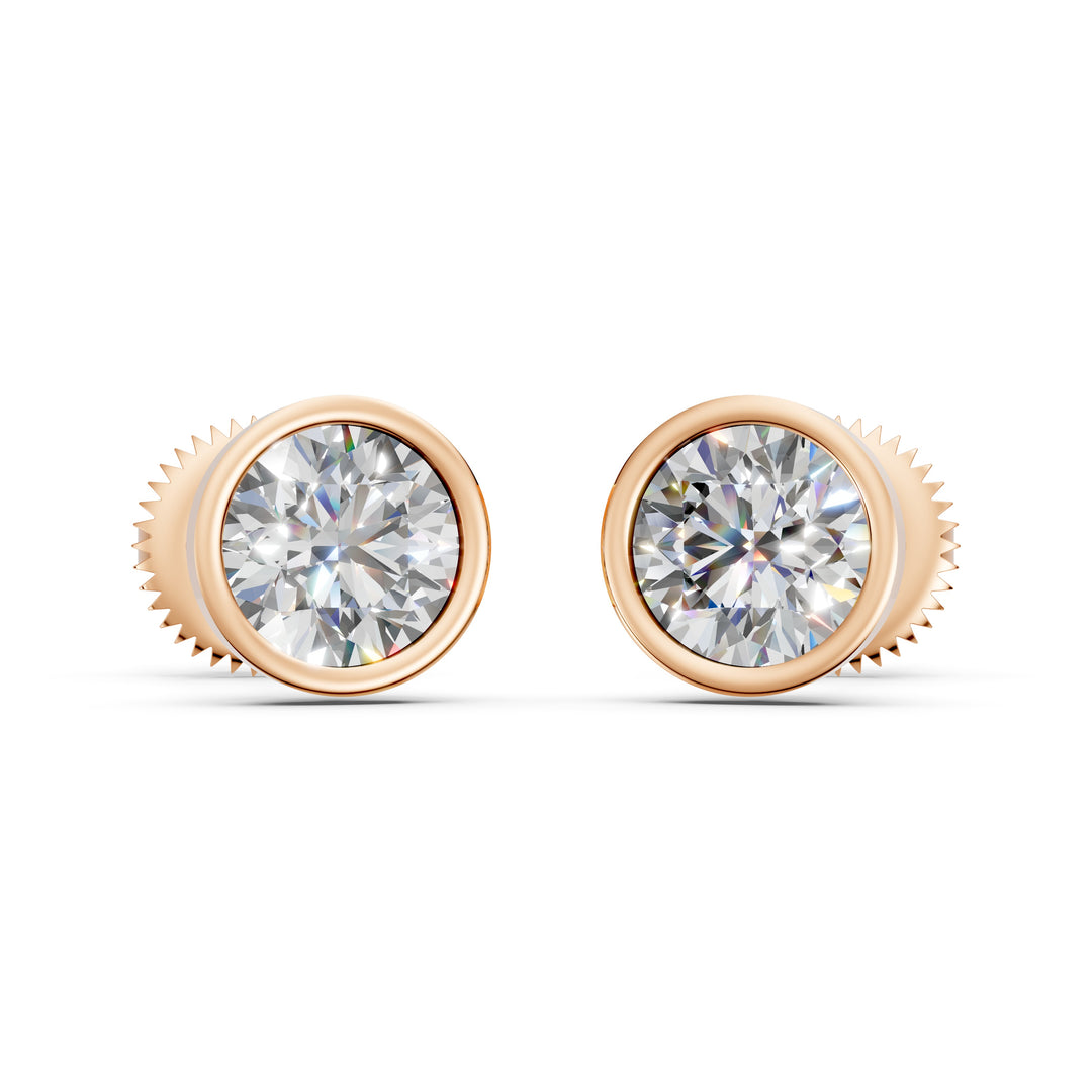 Felra Round Solitaire Diamond Bezal stud Earring