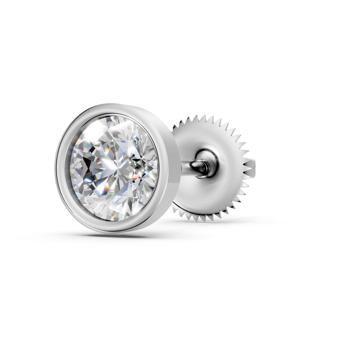 Felra Round Solitaire Diamond Bezal stud Earring