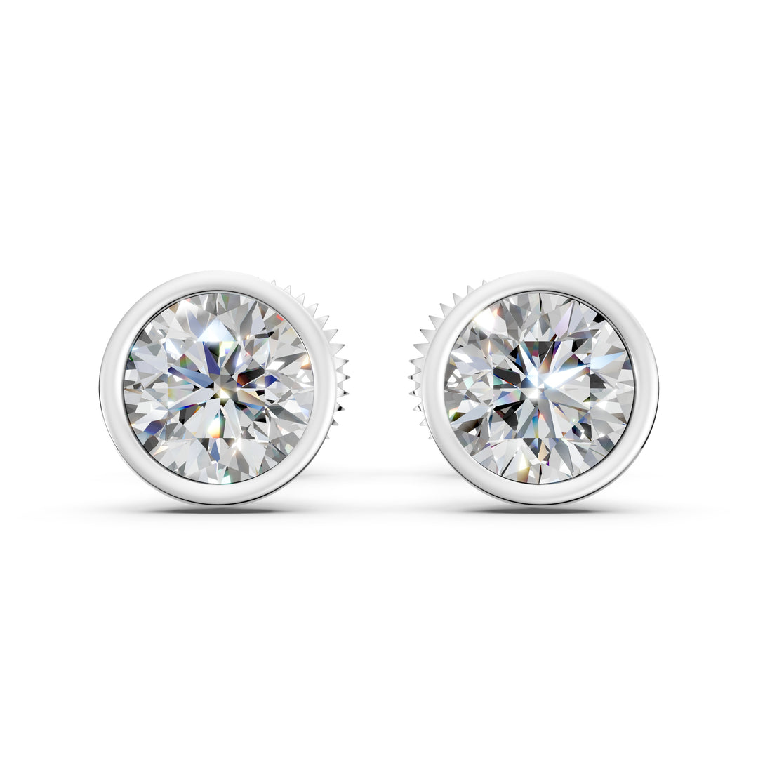 Felra Round Solitaire Diamond Bezal stud Earring