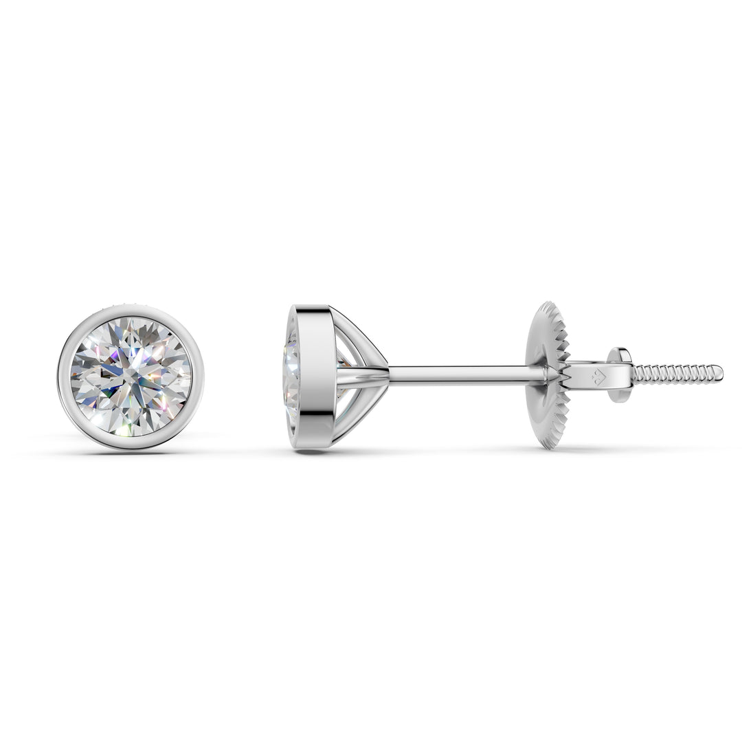 Felra Round Solitaire Diamond Bezal stud Earring