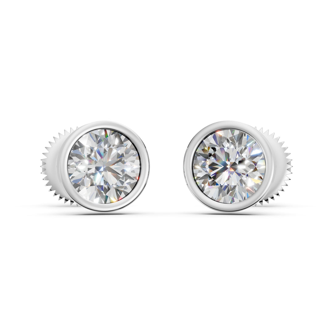 Felra Round Solitaire Diamond Bezal stud Earring