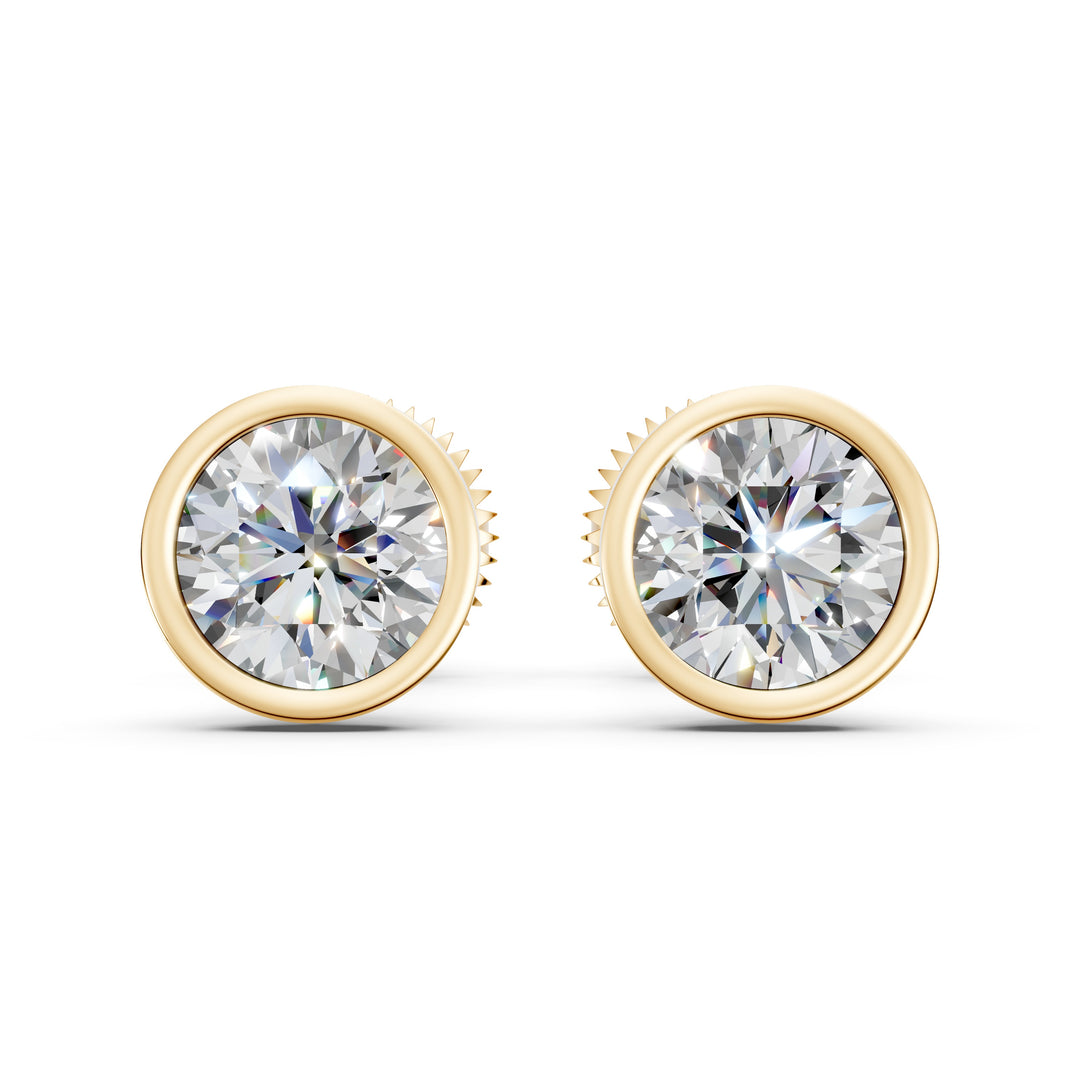 Felra Round Solitaire Diamond Bezal stud Earring