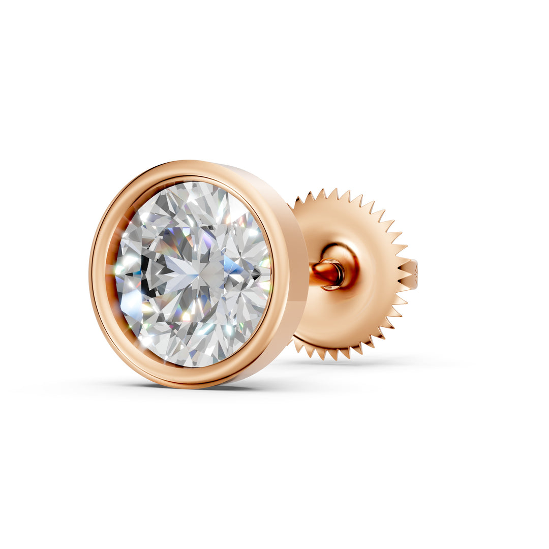 Fayra Round Solitaire Diamond Bezal stud Earring