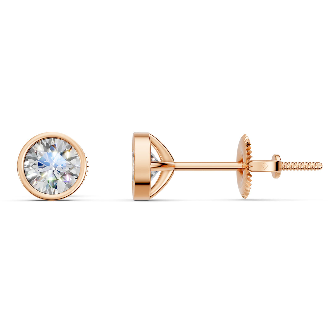 Fayra Round Solitaire Diamond Bezal stud Earring