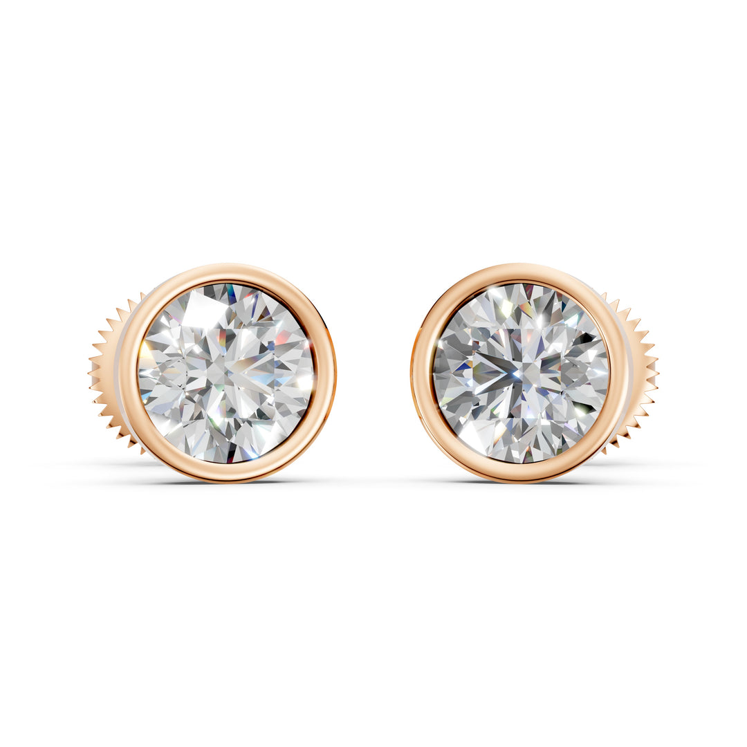 Fayra Round Solitaire Diamond Bezal stud Earring