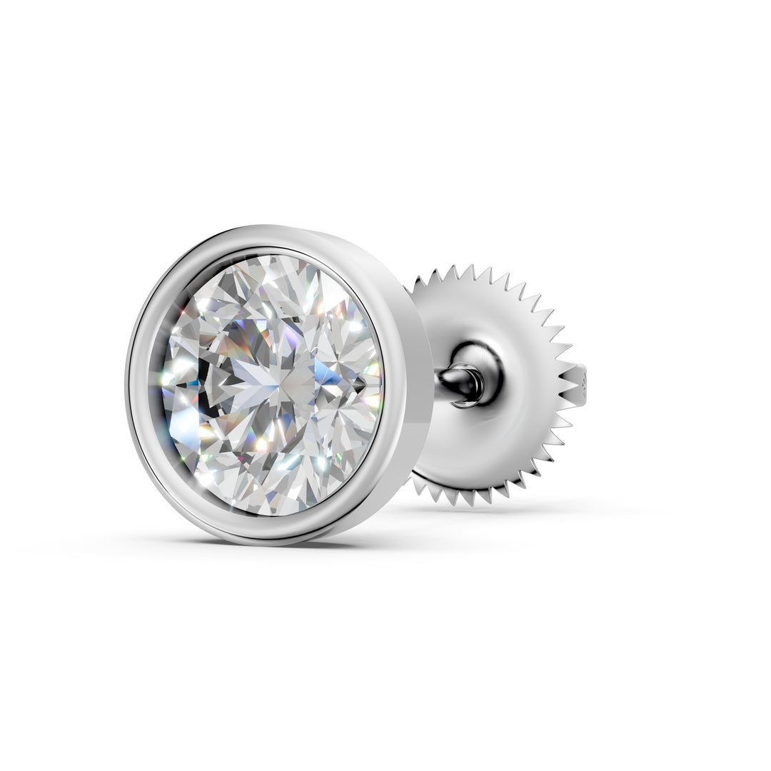 Fayra Round Solitaire Diamond Bezal stud Earring
