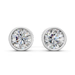Load image into Gallery viewer, Fayra Round Solitaire Diamond Bezal stud Earring
