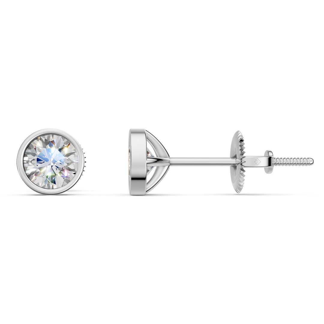Fayra Round Solitaire Diamond Bezal stud Earring