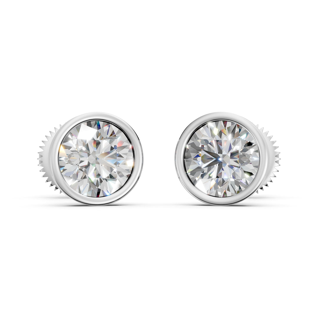 Fayra Round Solitaire Diamond Bezal stud Earring