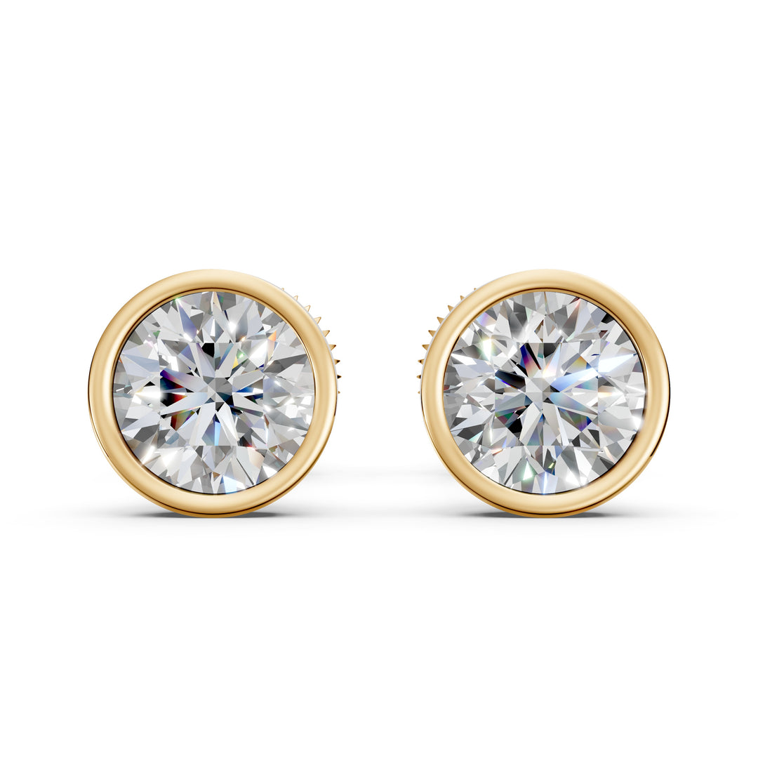 Fayra Round Solitaire Diamond Bezal stud Earring
