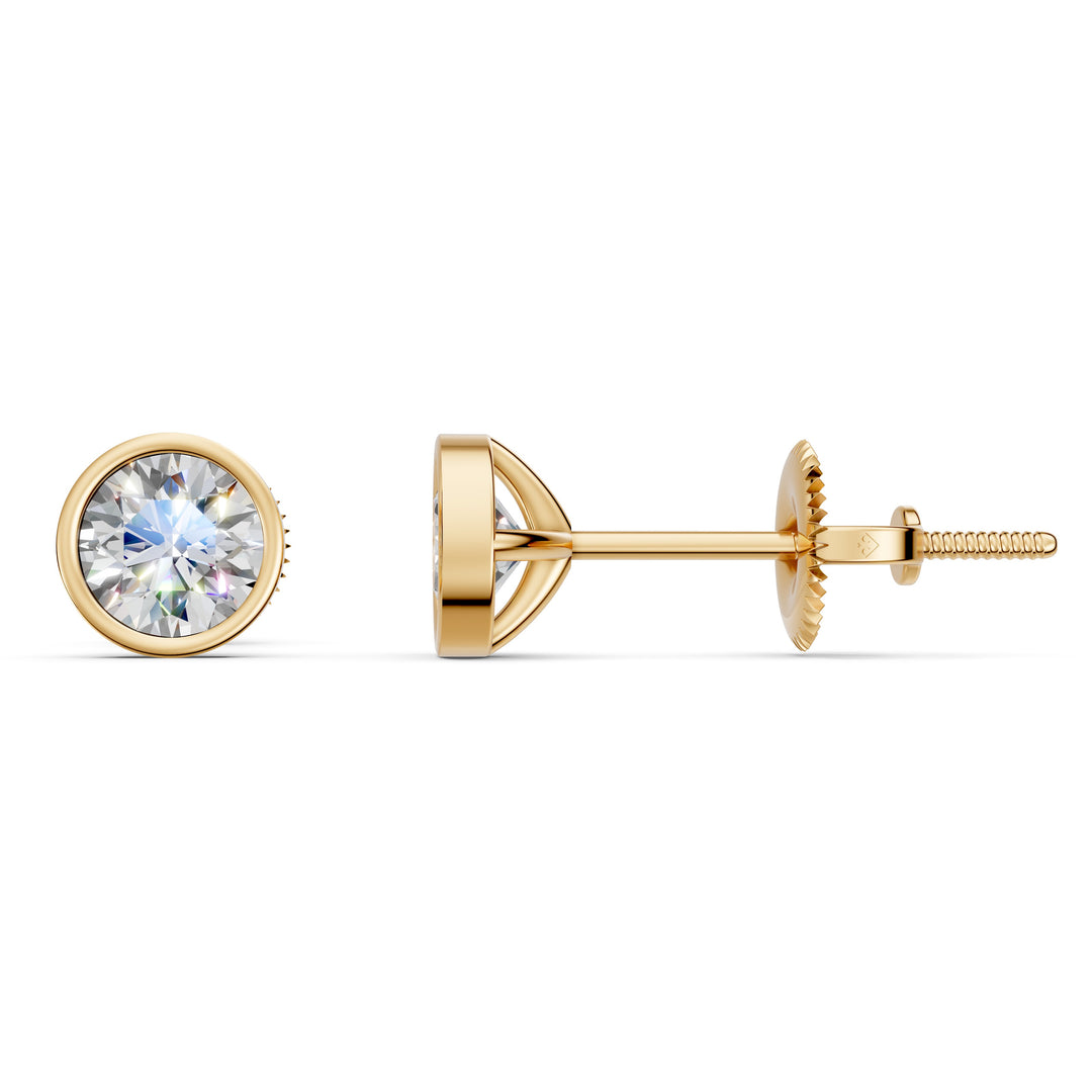 Fayra Round Solitaire Diamond Bezal stud Earring