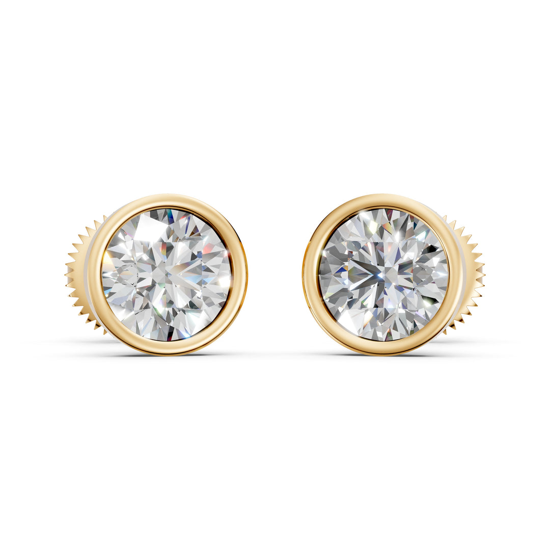 Fayra Round Solitaire Diamond Bezal stud Earring