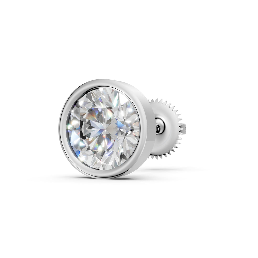 Farza Round Solitaire Diamond Bezal stud Earring