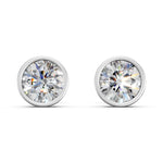 Load image into Gallery viewer, Farza Round Solitaire Diamond Bezal stud Earring
