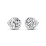 Load image into Gallery viewer, Farza Round Solitaire Diamond Bezal stud Earring
