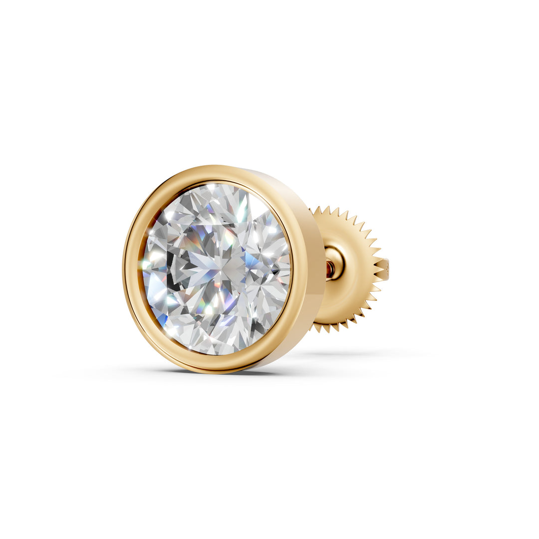 Farza Round Solitaire Diamond Bezal stud Earring