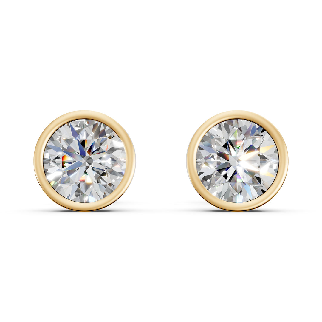 Farza Round Solitaire Diamond Bezal stud Earring