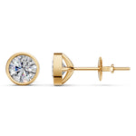 Load image into Gallery viewer, Farza Round Solitaire Diamond Bezal stud Earring
