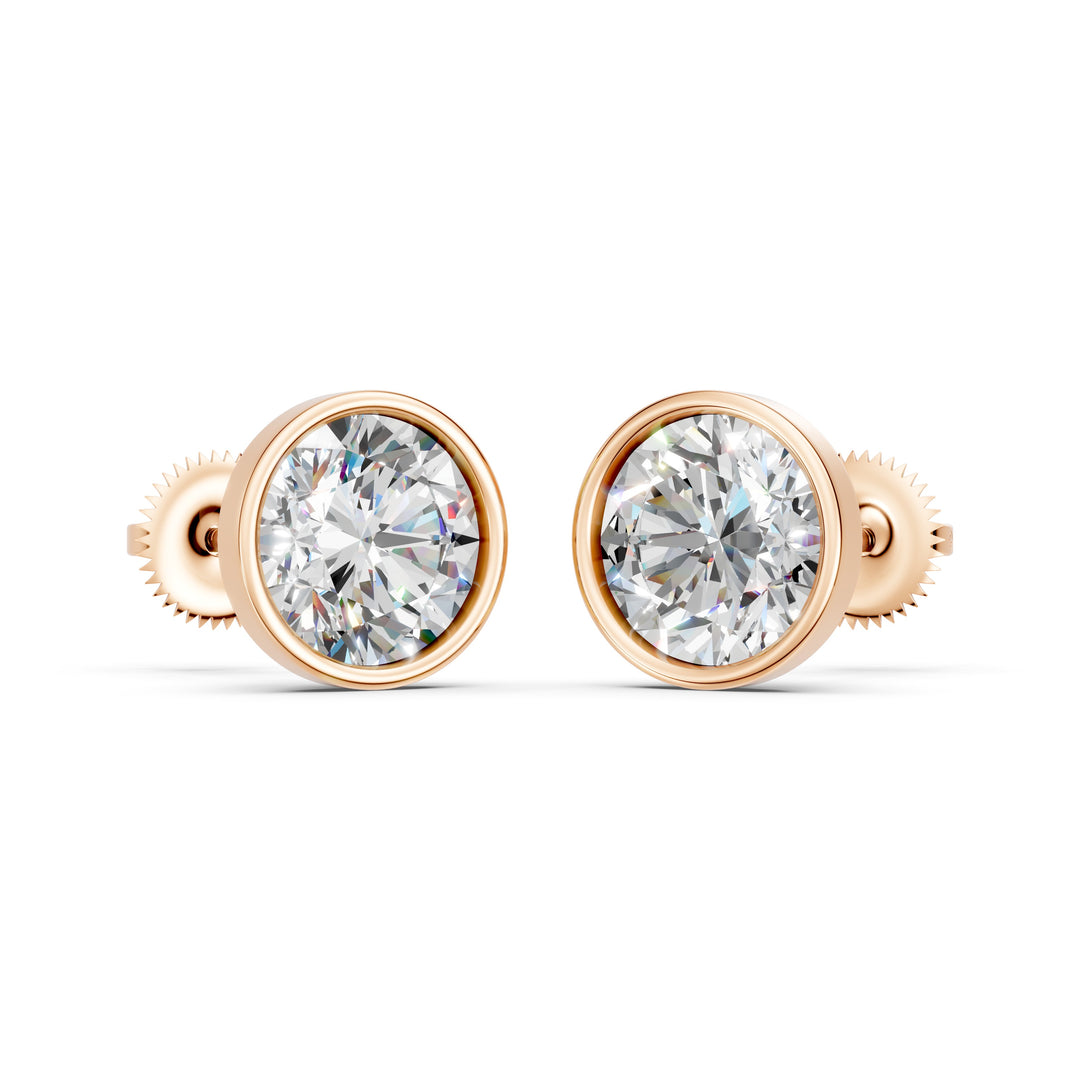 Marza Round Solitaire Diamond stud Earring