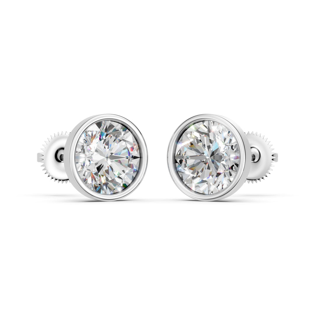 Marza Round Solitaire Diamond stud Earring
