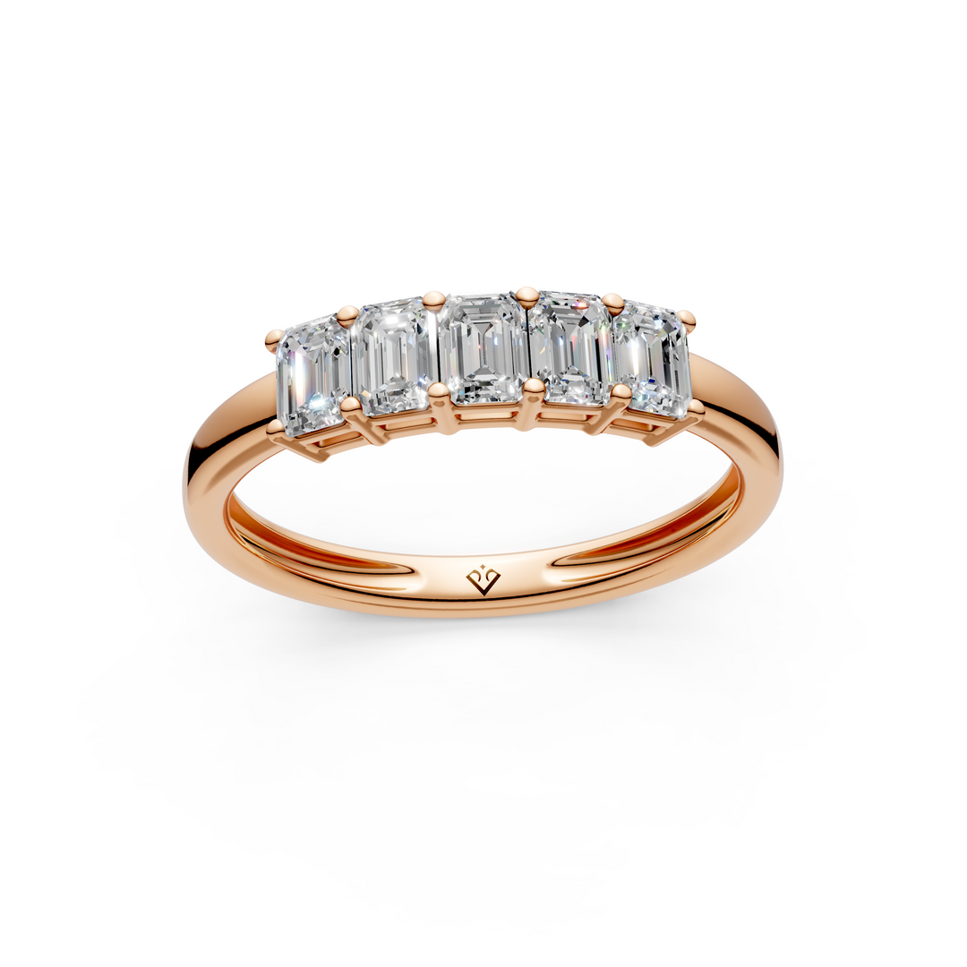 Chloe Emerald Diamond 5 Stone Ladies Ring