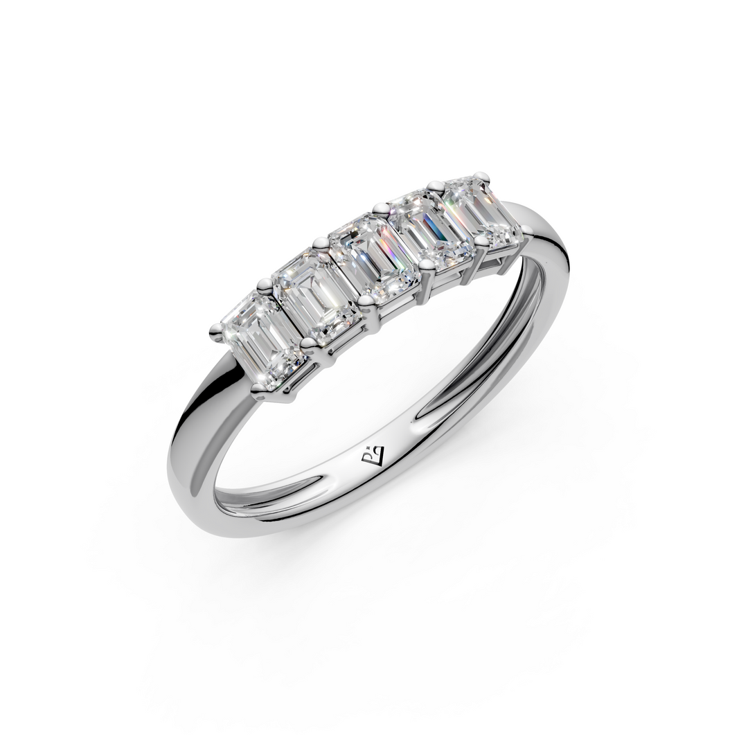 Chloe Emerald Diamond 5 Stone Ladies Ring