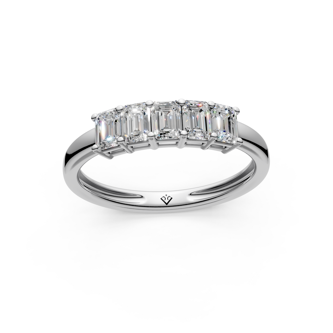 Chloe Emerald Diamond 5 Stone Ladies Ring