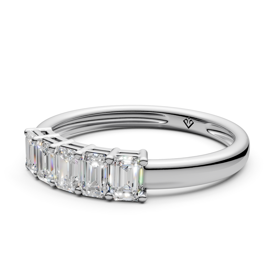 Chloe Emerald Diamond 5 Stone Ladies Ring