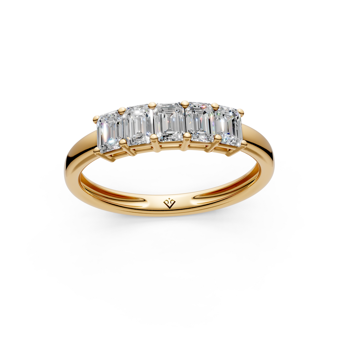 Chloe Emerald Diamond 5 Stone Ladies Ring