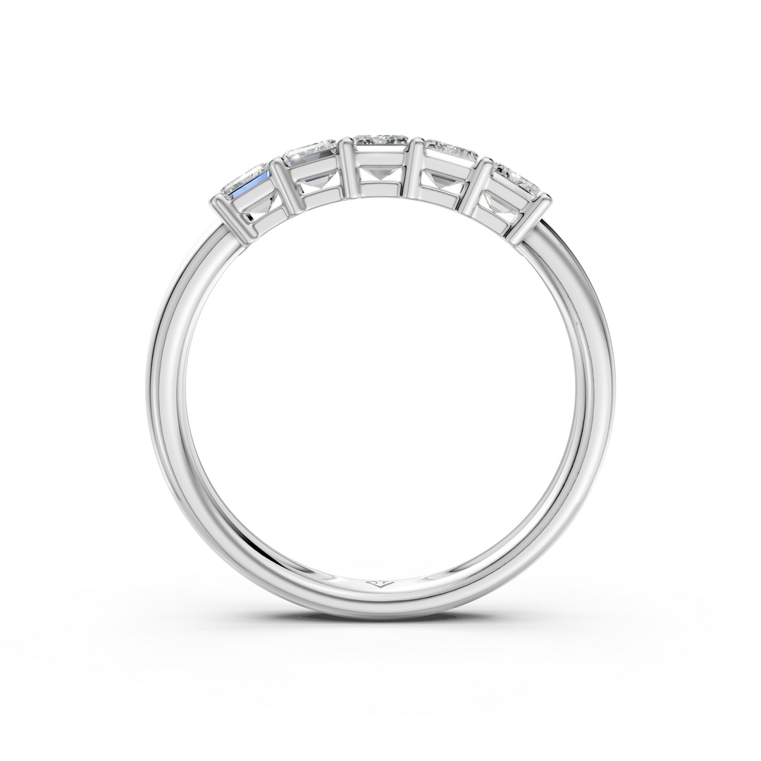 Miraya Emerald Diamond 5 Stone Ladies Ring