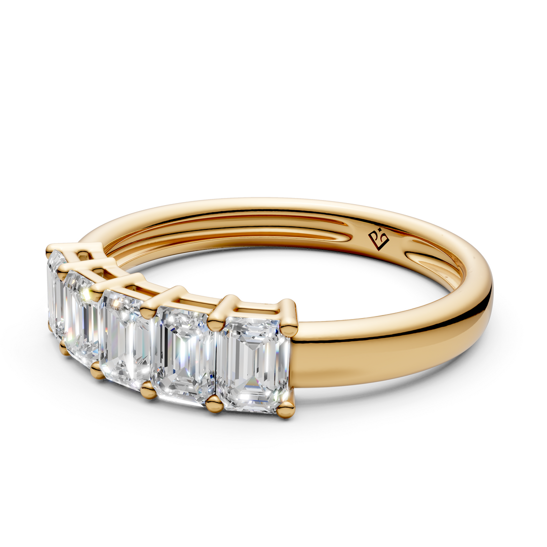 Miraya Emerald Diamond 5 Stone Ladies Ring