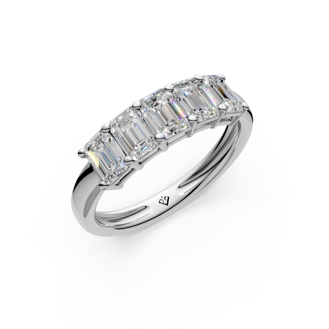 Sofia Emerald Diamond 5 Stone Ladies Ring