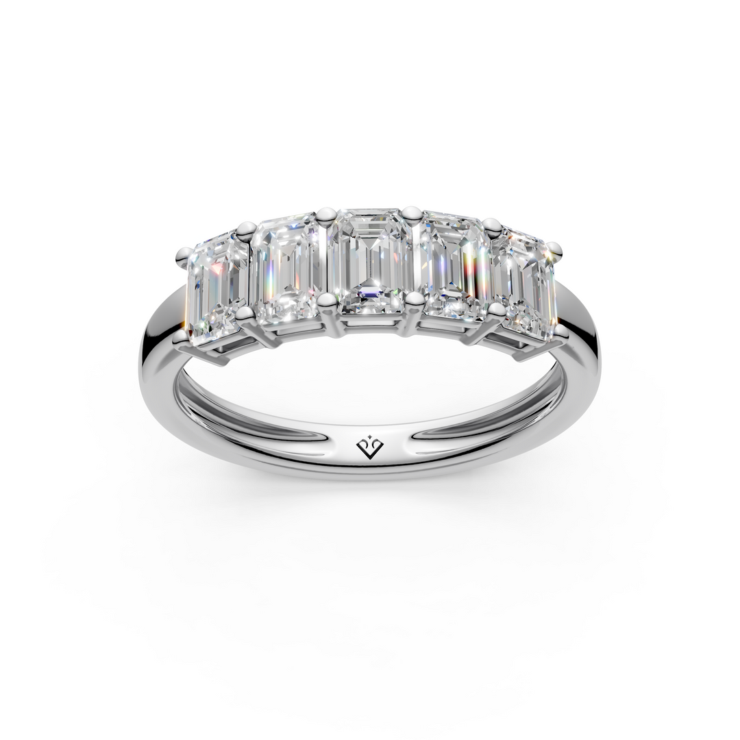 Sofia Emerald Diamond 5 Stone Ladies Ring
