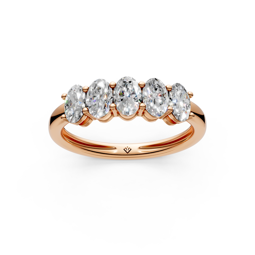 Katie Oval Diamond 5 Stone Ladies Ring