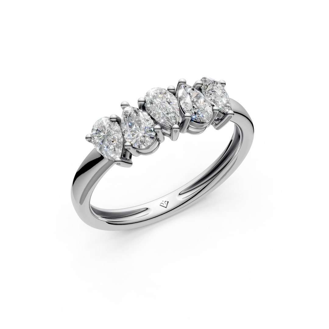 Maya Pear Diamond 5 Stone Ladies Ring