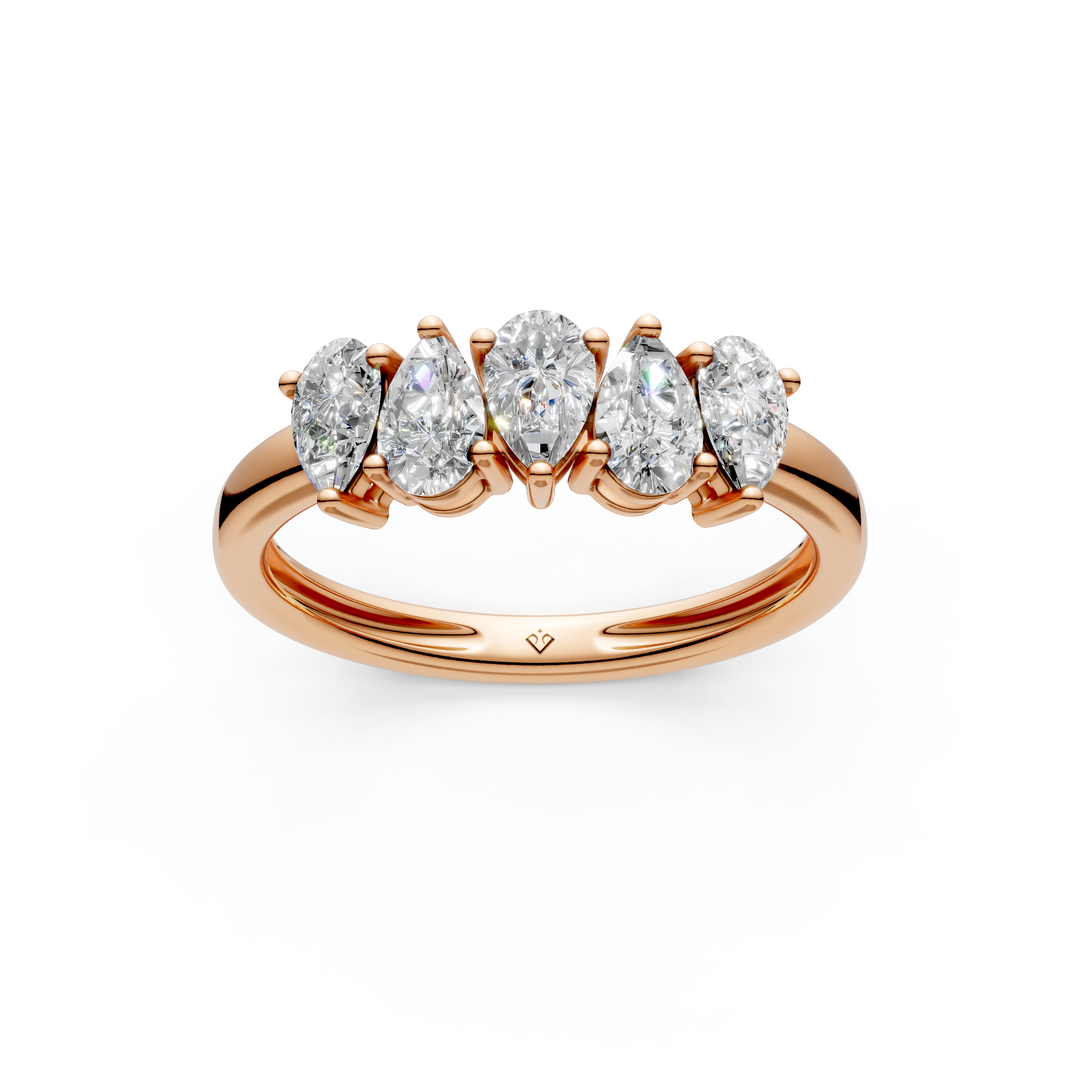 Elena Pear Diamond 5 Stone Ladies Ring